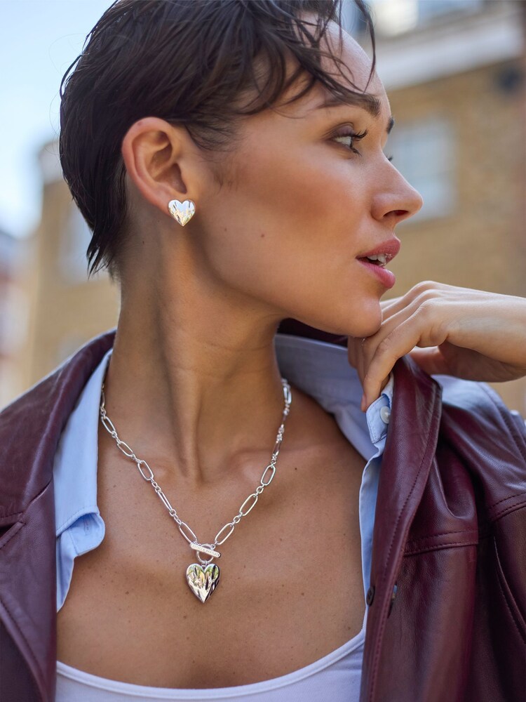 Estella Bartlett Silver Tone Waterproof Molten Heart Necklace - Image 4 of 4 Estella Bartlett Silver Tone Waterproof Molten Heart Necklace - Image 4 of 4