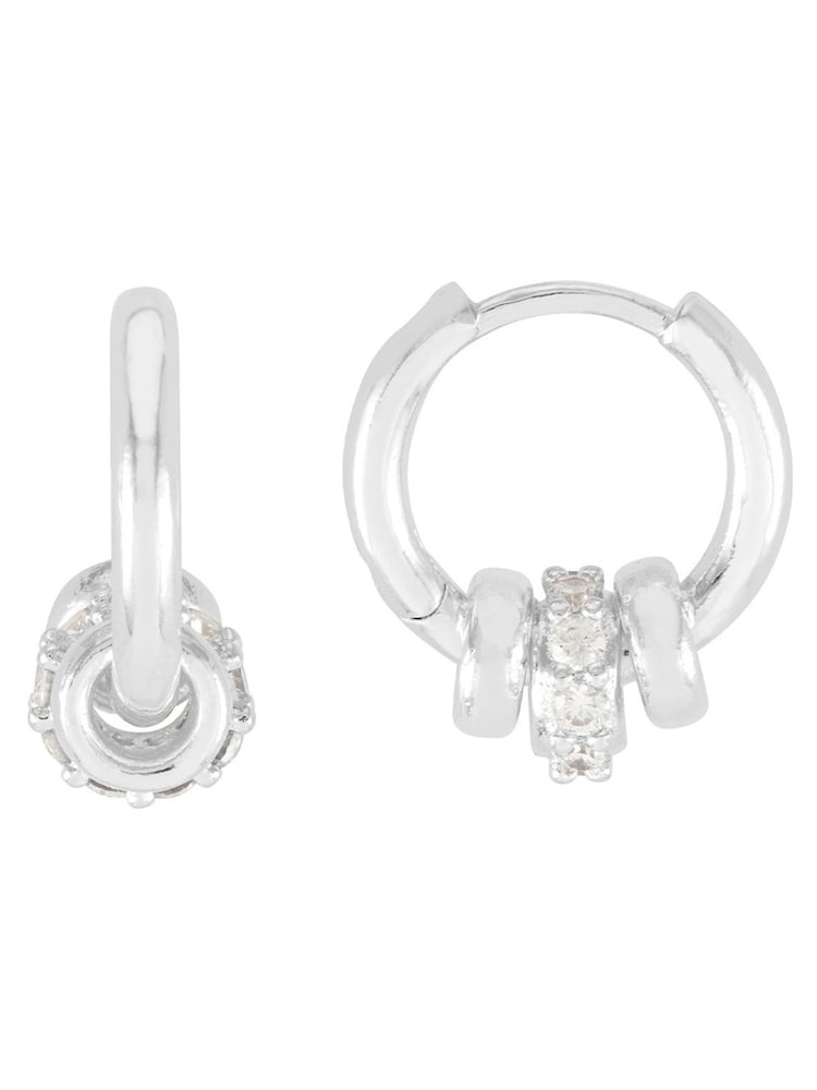 Estella Bartlett Silver Tone Triple Disc Hoop Pave Earrings - Image 1 of 4