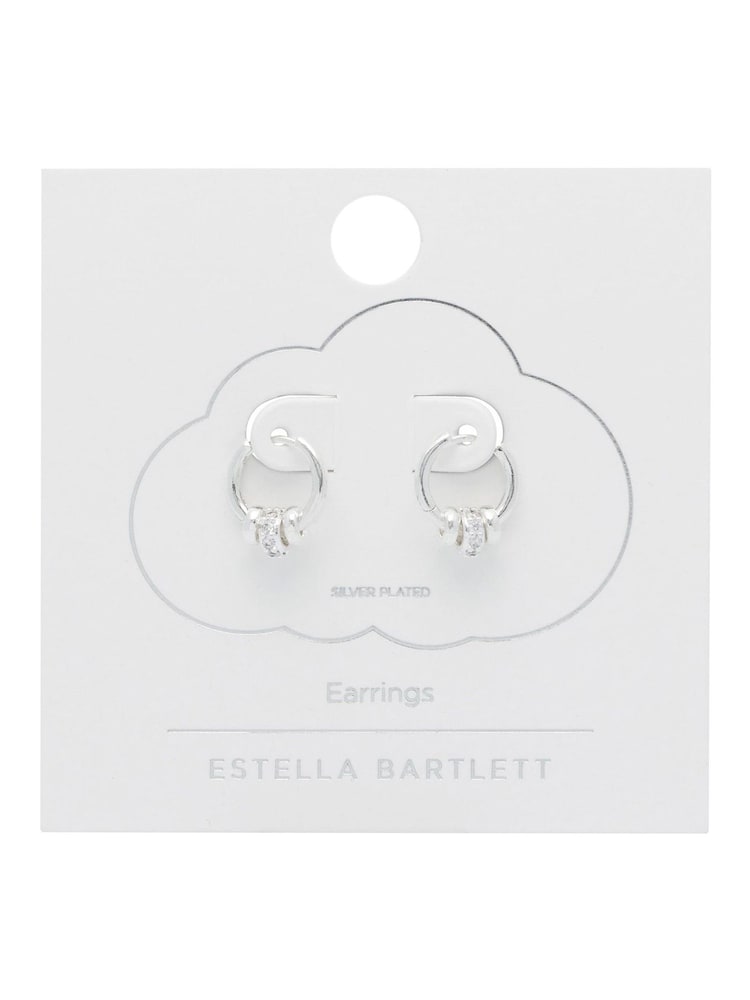 Estella Bartlett Silver Tone Triple Disc Hoop Pave Earrings - Image 2 of 4