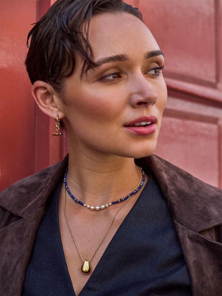 Estella Bartlett Gold Tone Waterproof Teardrop Pendant Necklace - Image 4 of 4