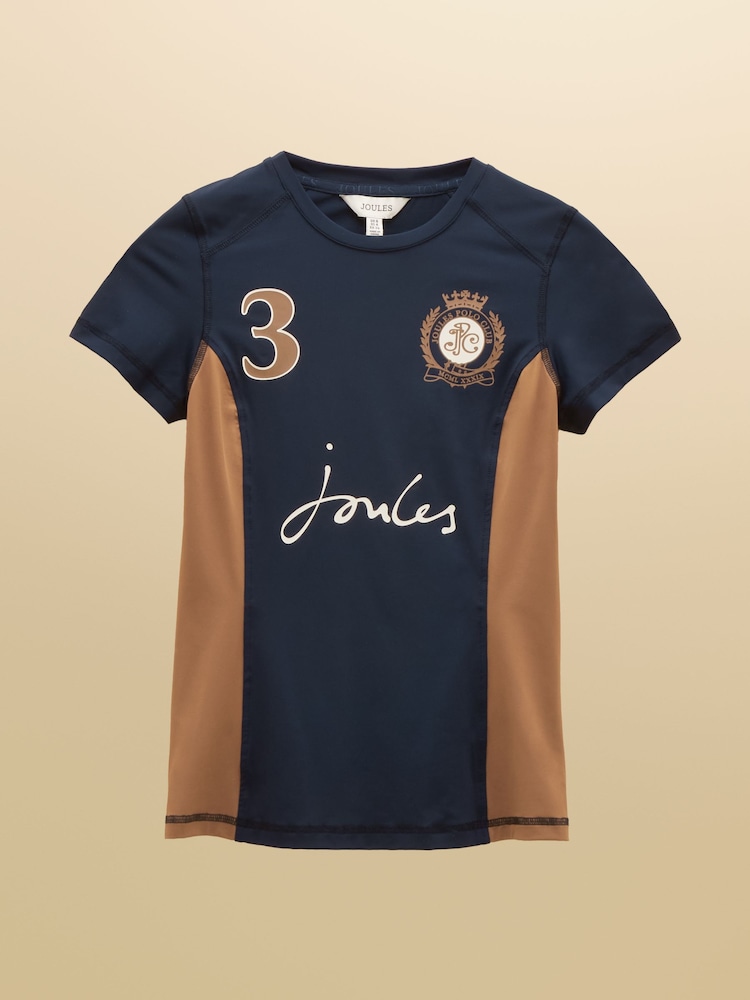 Joules Navy Tan Short Sleeve Technical Jersey Top - Image 7 of 7