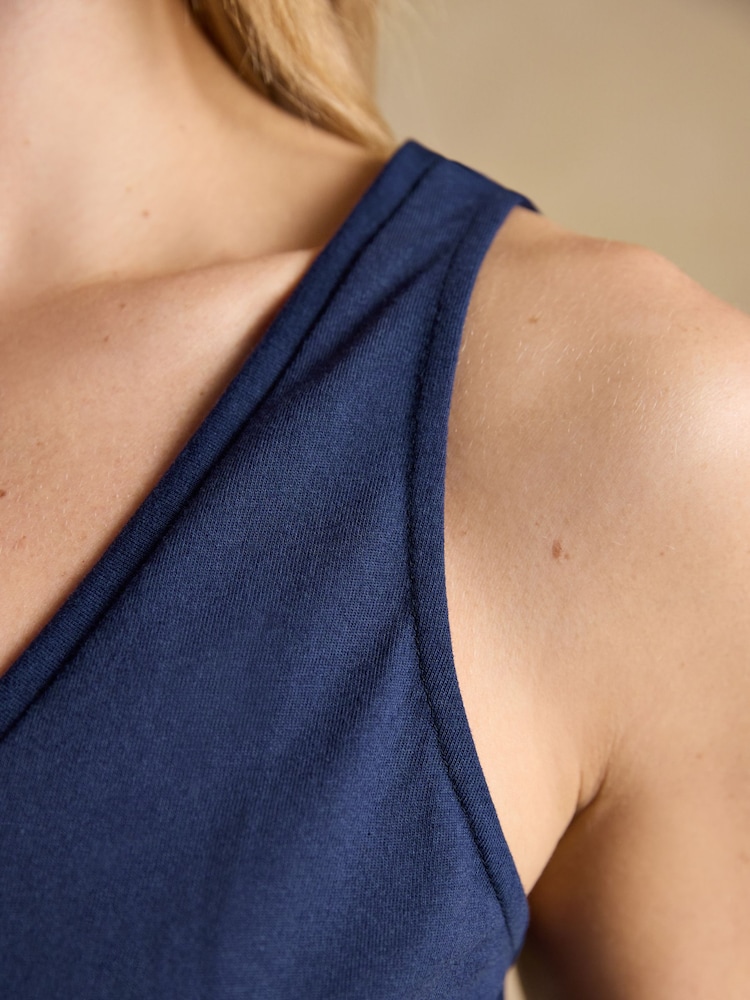 Joules Delilah Pink Stripe & Navy V-Neck 100% Cotton Jersey Vests 2 Pack - Image 7 of 7