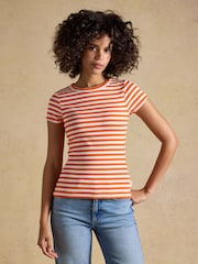 Joules Sophie Navy & Orange Ribbed Short Sleeve T-Shirts 2 Pack - Image 2 of 7