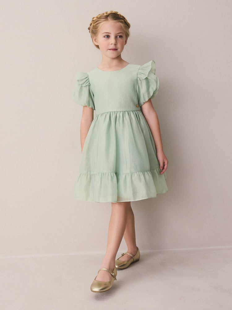 Laura Ashley Green Bow Back Flower Dress - Image 1 of 7 Laura Ashley Green Bow Back Flower Dress - Image 1 of 7