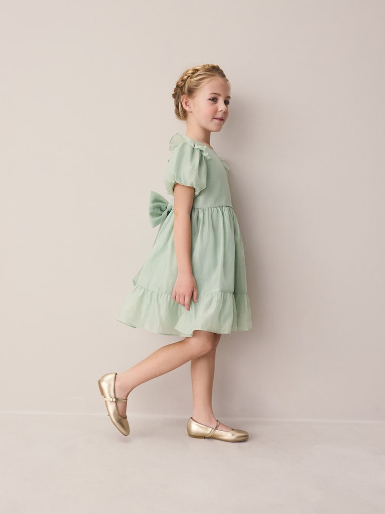Laura Ashley Green Bow Back Flower Dress - Image 2 of 7 Laura Ashley Green Bow Back Flower Dress - Image 2 of 7