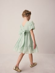 Laura Ashley Green Bow Back Flower Dress - Image 4 of 7