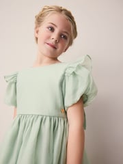 Laura Ashley Green Bow Back Flower Dress - Image 6 of 7