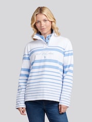 U.S. Polo Assn. Blue Womens Premium Graphic Print Stripe Funnel Neck Top - Image 1 of 7