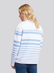 U.S. Polo Assn. Blue Womens Premium Graphic Print Stripe Funnel Neck Top - Image 2 of 7