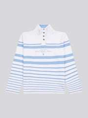U.S. Polo Assn. Blue Womens Premium Graphic Print Stripe Funnel Neck Top - Image 5 of 7