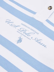 U.S. Polo Assn. Blue Womens Premium Graphic Print Stripe Funnel Neck Top - Image 7 of 7