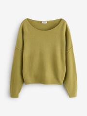 American Vintage Green Damsville Long Sleeve Boat Neck Jumper - Image 1 of 1