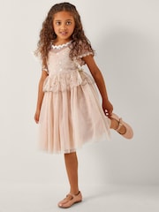 Monsoon Pink Moya 2-in-1 Embroidered Tulle Dress - Image 1 of 1