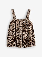 Simply Be Black Leopard Print Crinkle Ruched Strap Cami Tops 2 Pack - Image 3 of 3