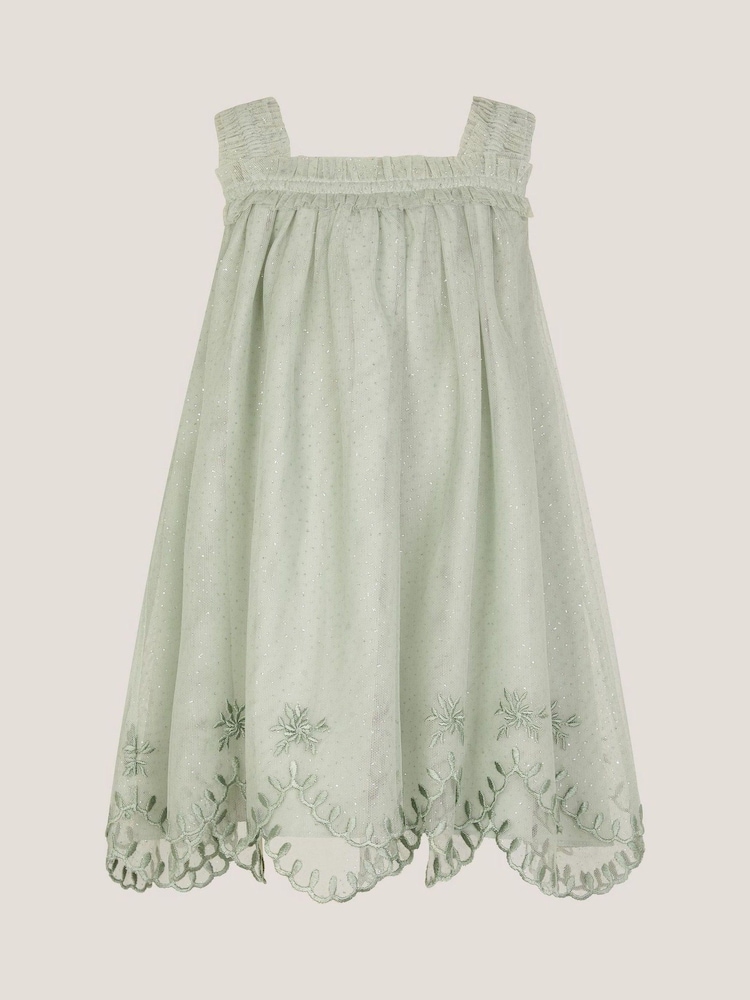 Monsoon Green Baby Bonnie Embroidered Party Dress - Image 1 of 3