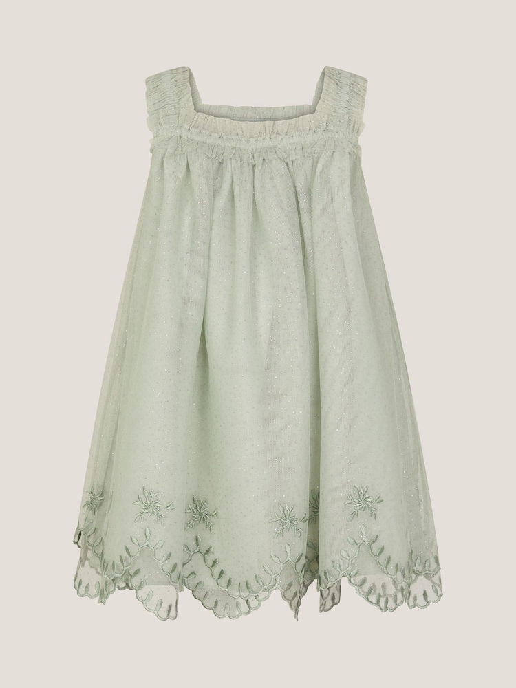 Monsoon Green Baby Bonnie Embroidered Party Dress - Image 2 of 3