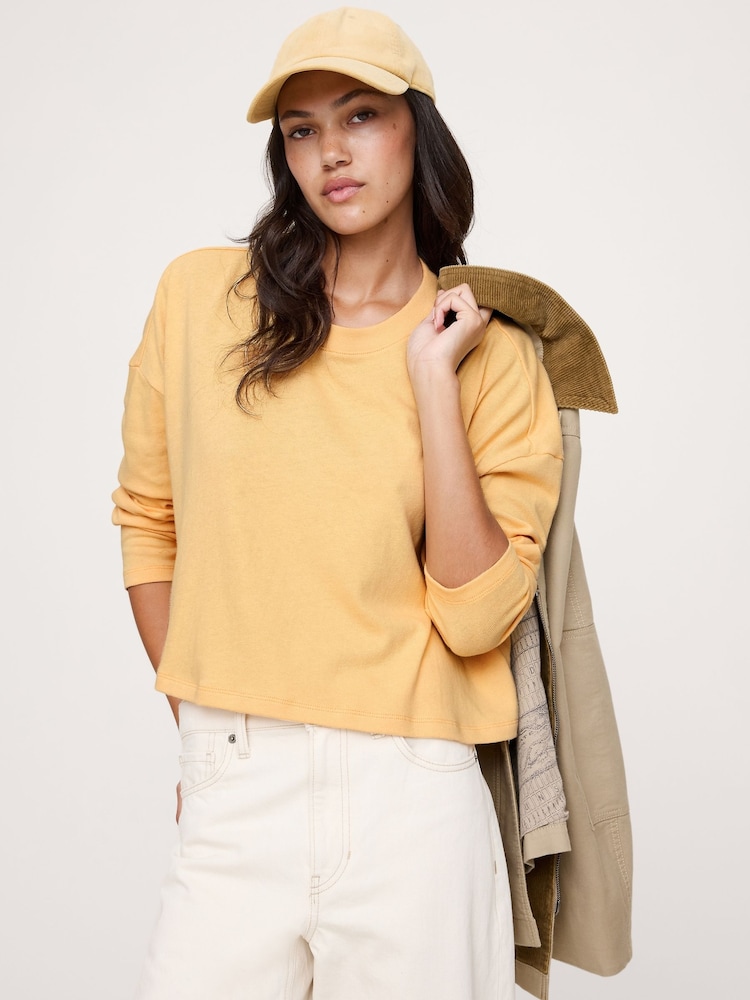Banana Republic Yellow Oversized Cotton Cropped T-Shirt - Image 1 of 1 Banana Republic Yellow Oversized Cotton Cropped T-Shirt - Image 1 of 1