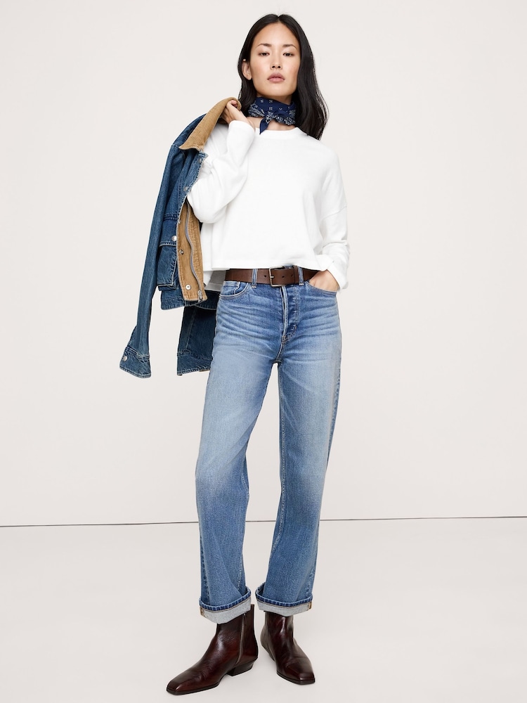 Banana Republic White Jersey Cotton Cropped T-Shirt - Image 1 of 1 Banana Republic White Jersey Cotton Cropped T-Shirt - Image 1 of 1