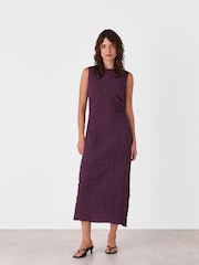 Whistles Purple Lori Textured Midi Dress - Image 1 of 5