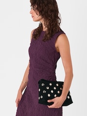 Whistles Purple Lori Textured Midi Dress - Image 2 of 5