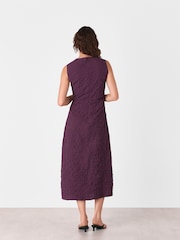 Whistles Purple Lori Textured Midi Dress - Image 4 of 5