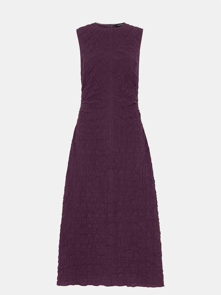 Whistles Purple Lori Textured Midi Dress - Image 6 of 6
