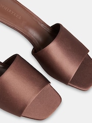 Whistles Brown Satin Slip On Heeled Mules - Image 3 of 4