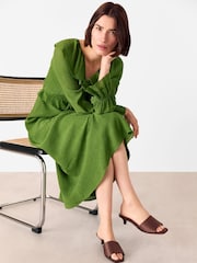 Whistles Brown Satin Slip On Heeled Mules - Image 4 of 4