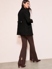 Friends Like These Black Mid Length Double Breasted Peacoat - Image 4 of 4