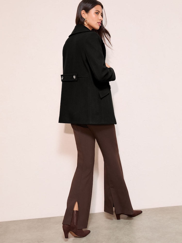 Friends Like These Black Mid Length Double Breasted Peacoat - Image 4 of 4 Friends Like These Black Mid Length Double Breasted Peacoat - Image 4 of 4