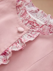 Cath Kidston Pink Sleeveless Contrast Print Ruffle Collar Cotton Waistcoat - Image 8 of 9