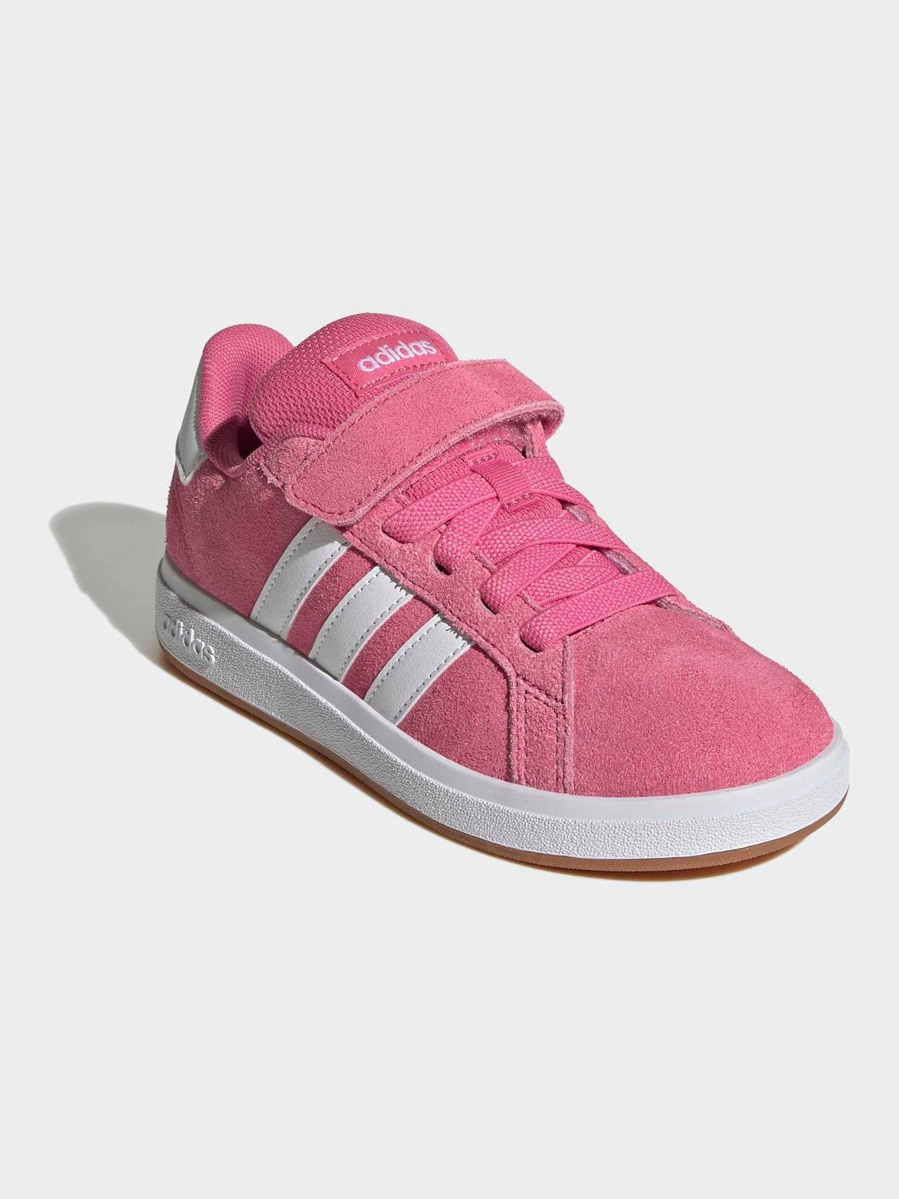 Buy Pink - adidas Grand Court 00s Suede Elastic Lace Kids Trainers Buy Pink - adidas Grand Court 00s Suede Elastic Lace Kids Trainers