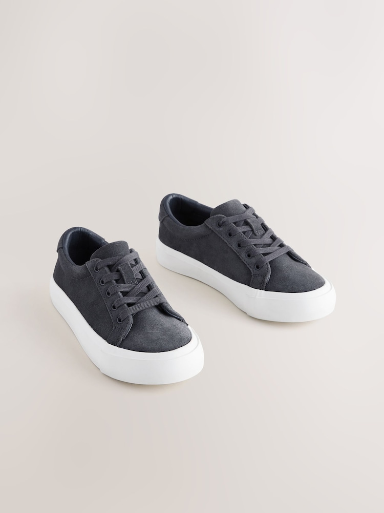 Grey Suede Standard Fit (F) Lace-Up Smart Trainers - Image 1 of 5