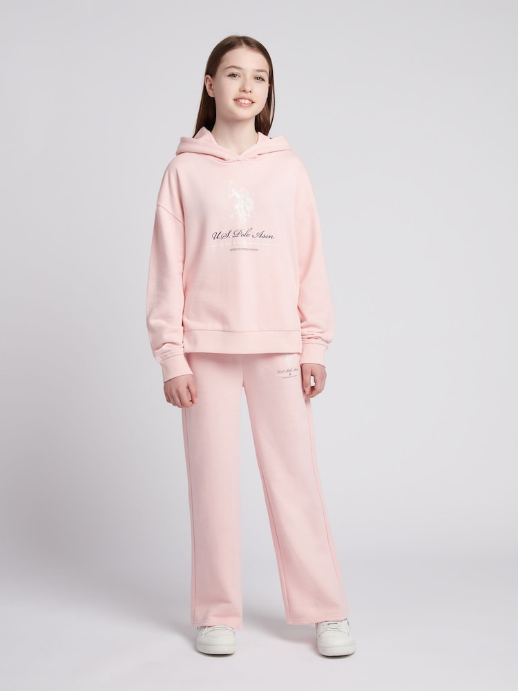 U.S. Polo Assn. Pink Girls Brushed Back Hoodie & Joggers Set - Image 1 of 11 U.S. Polo Assn. Pink Girls Brushed Back Hoodie & Joggers Set - Image 1 of 11
