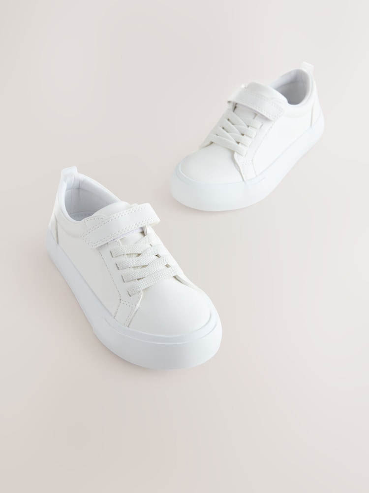 White Touch Fastening Elastic Lace Smart Trainers - Image 1 of 5 White Touch Fastening Elastic Lace Smart Trainers - Image 1 of 5