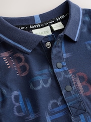 Baker by Ted Baker Navy Long Sleeve Printed Romper - Image 3 of 6