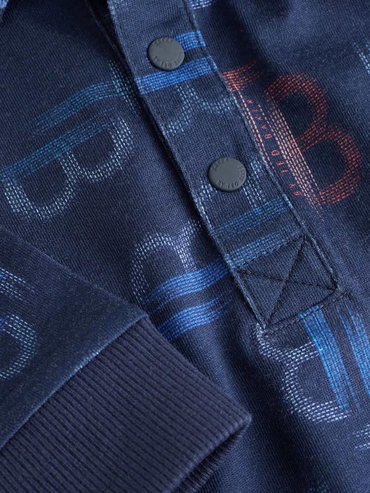 Baker by Ted Baker Navy Long Sleeve Printed Romper - Image 6 of 6