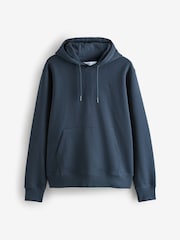 Navy Blue Regular Fit Cotton Jersey Hoodie - Image 1 of 1
