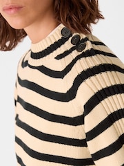 Whistles Cream Stripe Detail Cotton Knit Jumper - Image 4 of 5