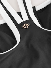 Black/White Contrast Zipped Shaping Tummy Control Swimsuit - Image 8 of 9