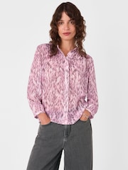 Camisa com detalhe plissado e estampa de leopardo Whistles - Imagem 1 de 5