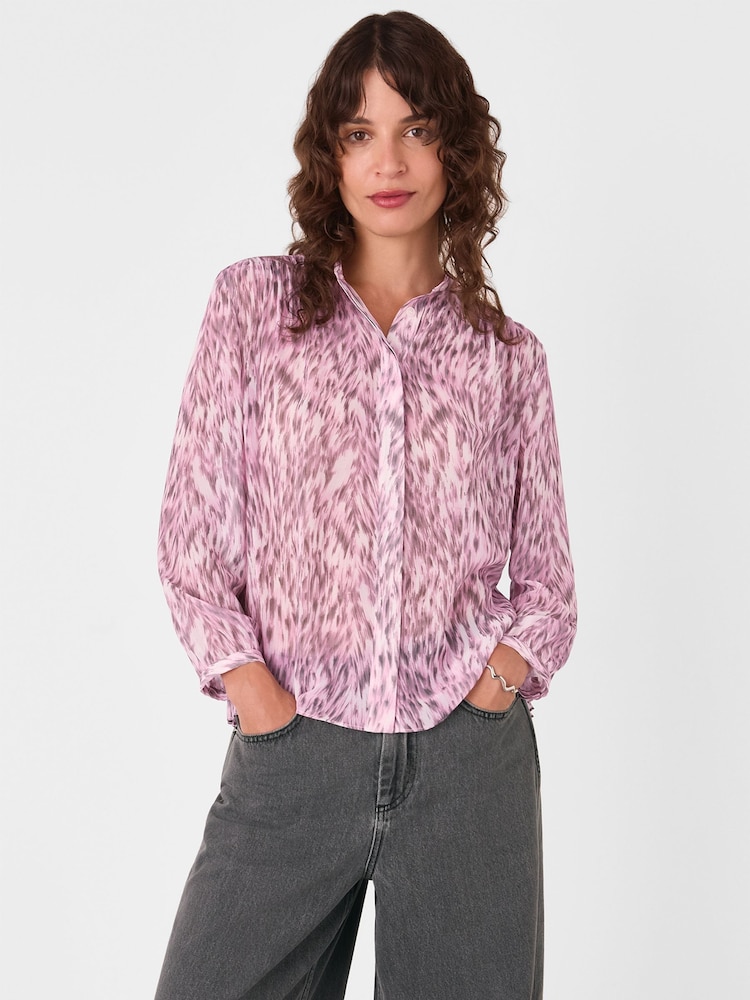 Camisa com detalhe plissado e estampa de leopardo Whistles - Imagem 1 de 5