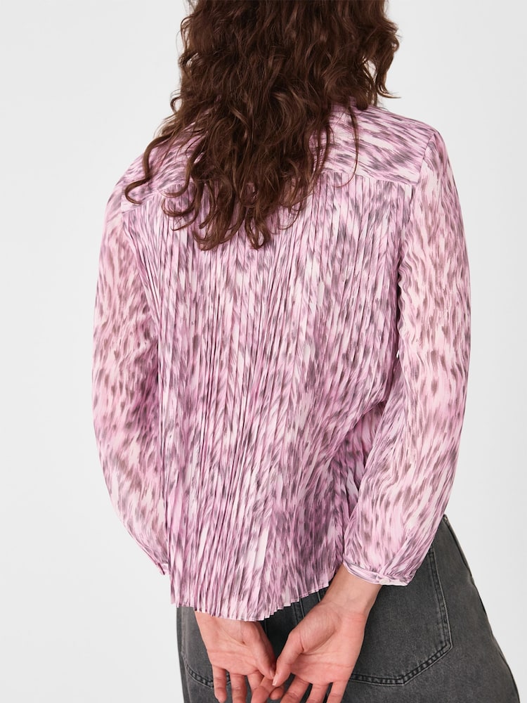 Camisa com detalhe plissado e estampa de leopardo Whistles - Imagem 2 de 5