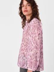 Camisa com detalhe plissado e estampa de leopardo Whistles - Imagem 3 de 5