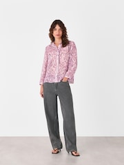 Camisa com detalhe plissado e estampa de leopardo Whistles - Imagem 4 de 5
