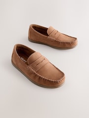 Tan Brown Leather Penny Loafers - Image 1 of 5