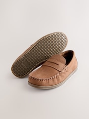 Tan Brown Leather Penny Loafers - Image 5 of 5