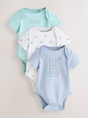 Baker by Ted Baker Blue 3 Pack Short Sleeve Bodysuits - Image 1 of 10