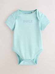 Baker by Ted Baker Blue 3 Pack Short Sleeve Bodysuits - Image 4 of 10