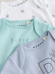 Baker by Ted Baker Blue 3 Pack Short Sleeve Bodysuits - Image 6 of 10